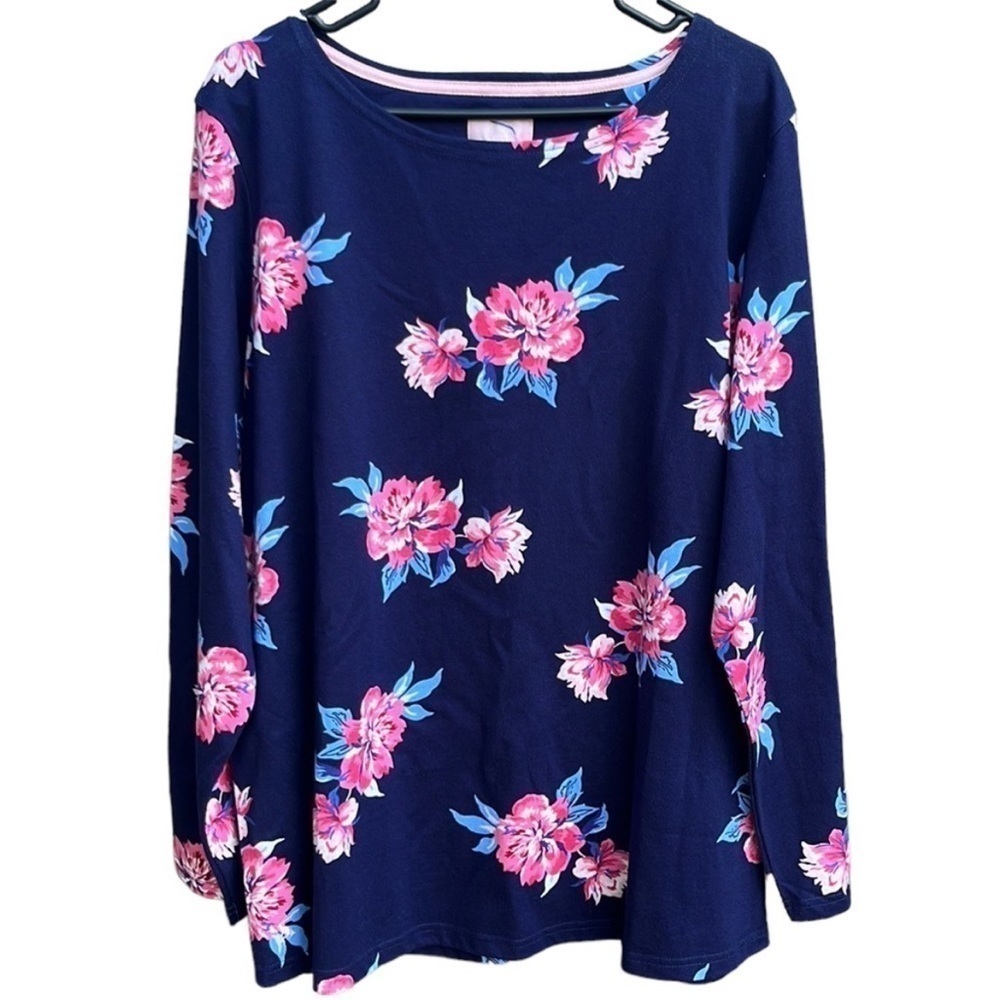 LIKE New Joules Harbour Print Navy Floral Top